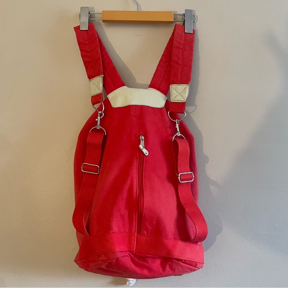 Buffalo David Bitton “Blue Jean Story” Red Canvas Backpack – Y2K Vintage EUC - Picture 11 of 16